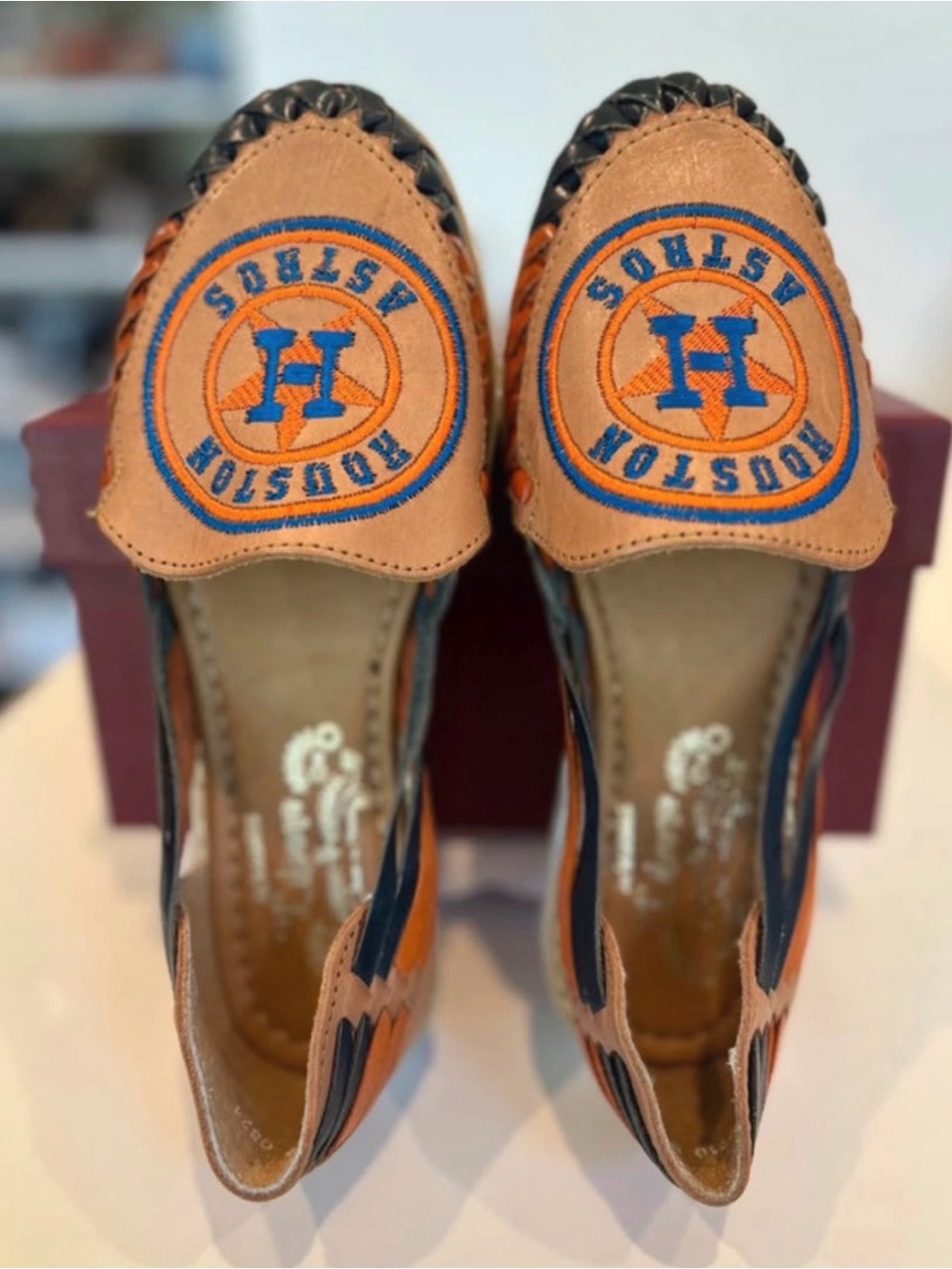 Liliana Women's Tan Loafers with Blue & Orange Team Embroidery